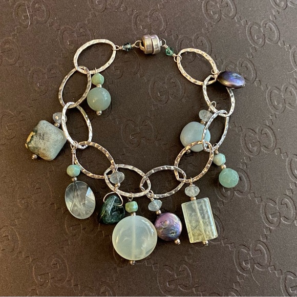 Sterling Silver Multi Gemstone Charm Bracelet - Picture 8 of 8